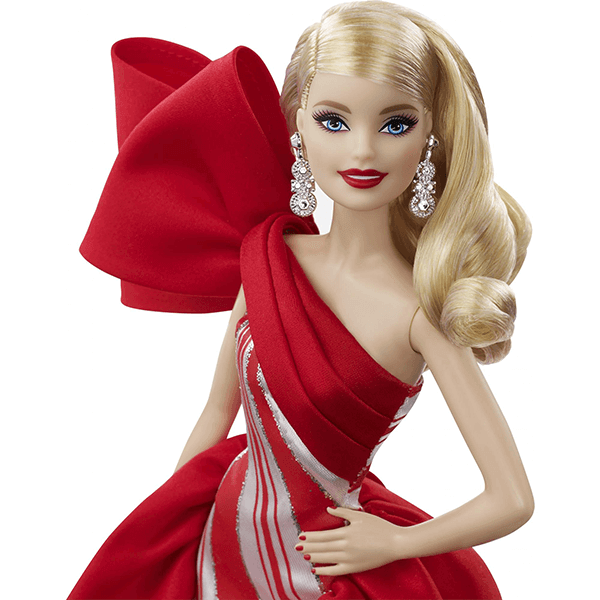 Barbie 2019 Holiday Doll Blonde Curls with Red White Gown