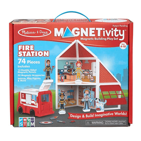 Melissa & Doug Magnetivity Fire Station Magnetic Building Play Set