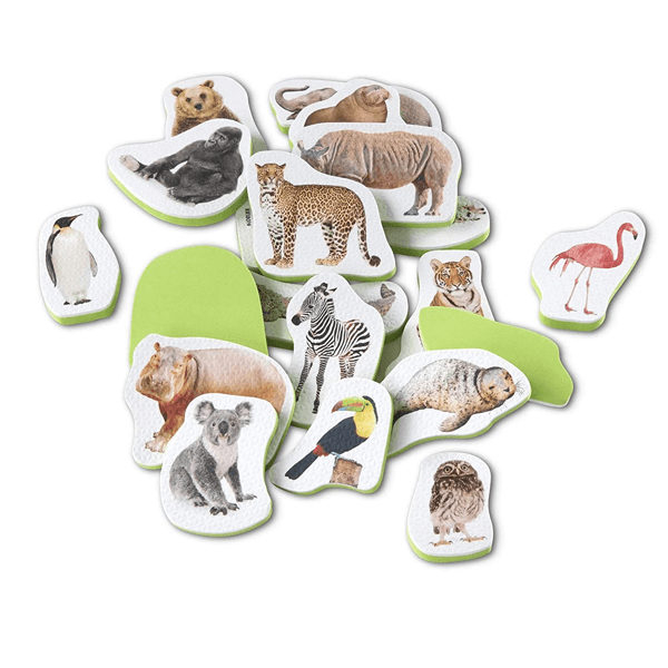 Melissa Doug Soft Shapes Illustrated Tub Stickables Wild Animals