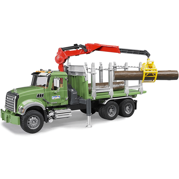Bruder MACK Granite Timber Truck with Loading Crane and 3 Trunks