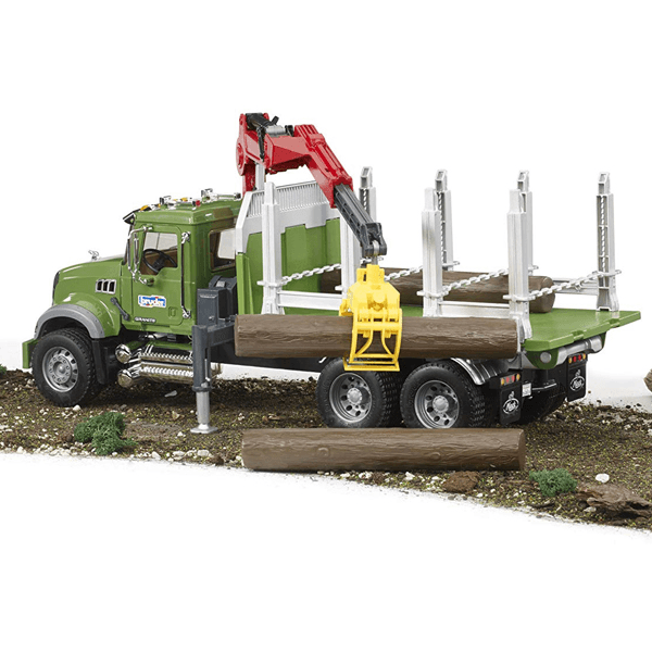 Bruder MACK Granite Timber Truck with Loading Crane and 3 Trunks