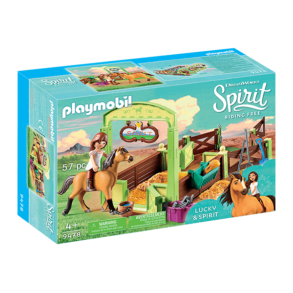 Discontinued Playmobil Lucky & Spirit with Horse Stall