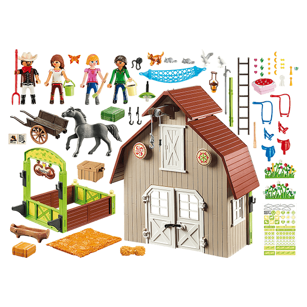 Playmobil Barn with Lucky, Pru and Abigail