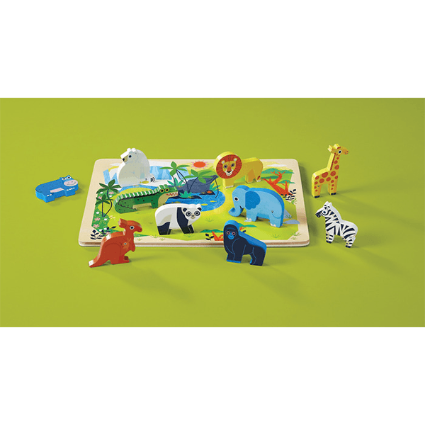 Crocodile Creek Let's Play 16 pc. Wood Puzzle - Zoo
