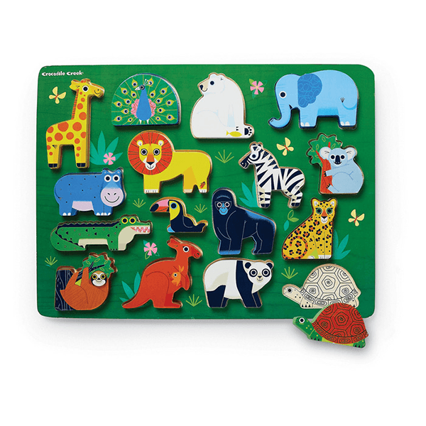 Crocodile Creek Let's Play 16 pc. Wood Puzzle - Zoo