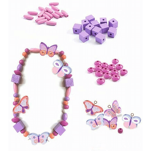 Djeco Wooden Beads for Jewellery Butterflies