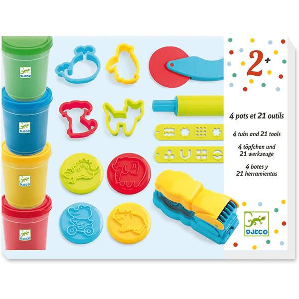 Djeco Modeling Clay 4 Tubs and 21 Tools