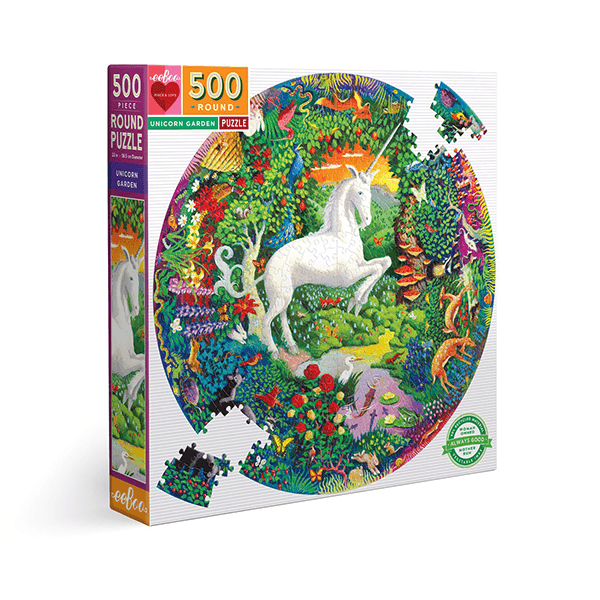 Eeboo Unicorn Garden 500 Piece Round Puzzle