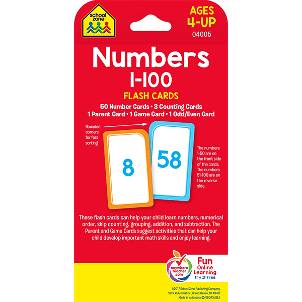 School Zone Numbers 1 - 100 Flash Cards