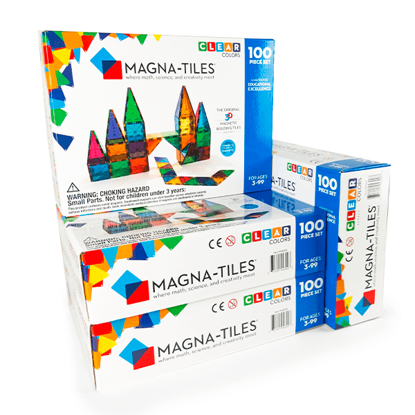 Magna-Tiles® Clear Colours 100-Piece Set 4 Pack