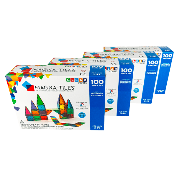 Magna-Tiles® Clear Colours 100-Piece Set 4 Pack