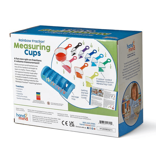 Hand2Mind Rainbow Fraction Measuring Cups - Set of 9