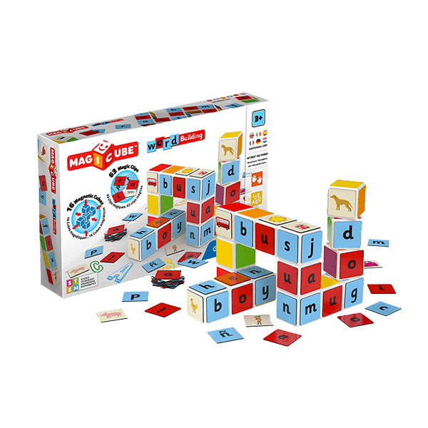 GeoMag Magicube Word Building Set (79 Pieces)