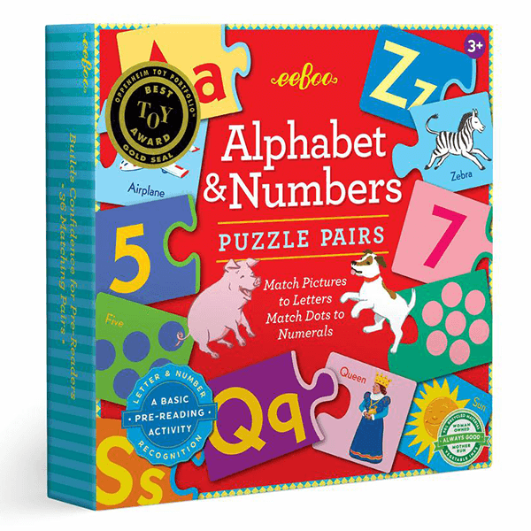 eeBoo Alphabet and Numbers 72 Piece Puzzle Pairs