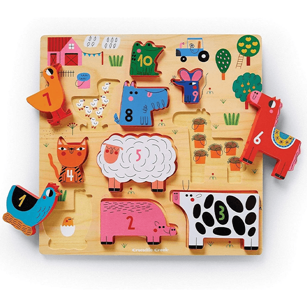 Crocodile Creek Stacking Wood Puzzle - 123 Barnyard