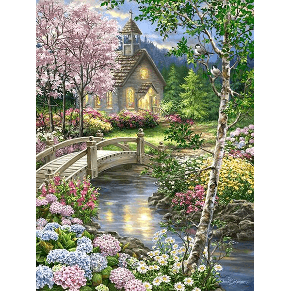 SpringBok Spring Chapel 100 Piece Puzzle