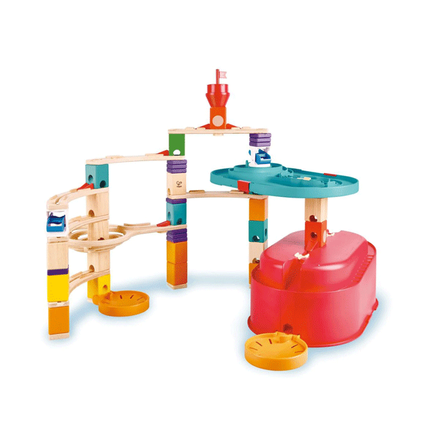 Hape Quadrilla Stack Track Bucket Set Wooden Marble Run Blocks