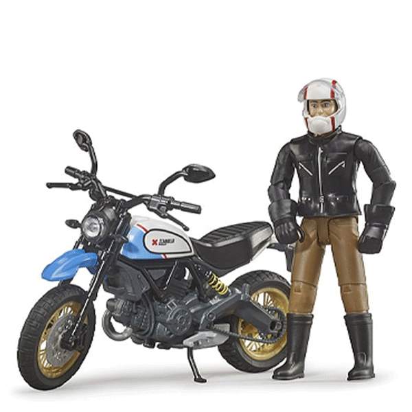 Bruder Scrambler Ducati Desert Sled with driver JR Toy Company Canada