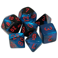 Chessex Dice - Gemini: 7 Piece Set Black-Starlight/Red