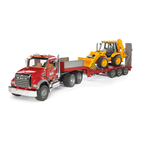 Bruder MACK Granite Truck with Low Loader and JCB Backhoe Loader
