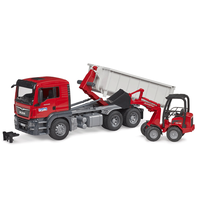 Bruder MAN TGS Truck with Roll-Off Container and Schäffer Yard Loader
